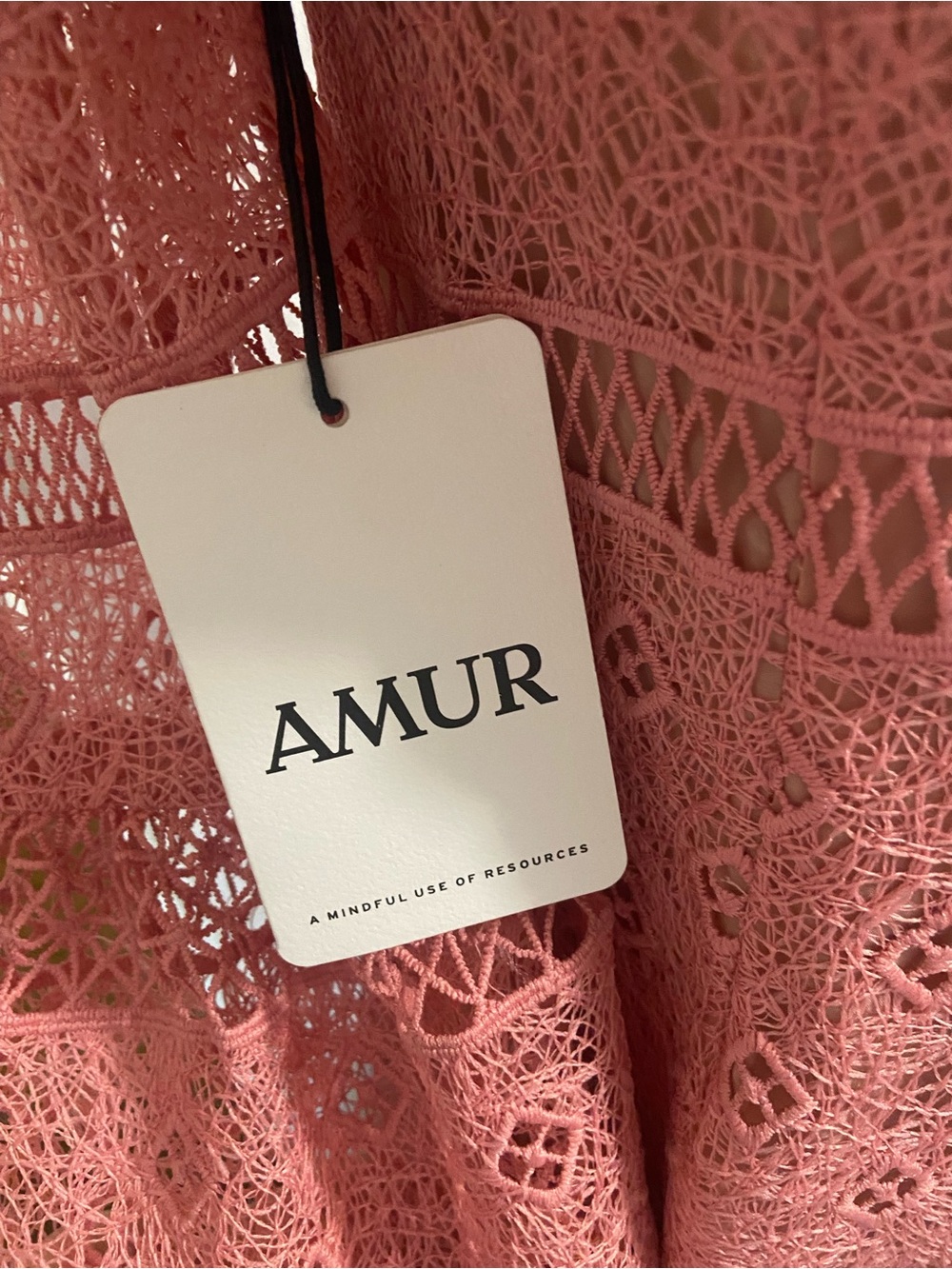 AMUR Dusty Rose Off-Shoulder Lace Midi Dress - Picture 3 of 5